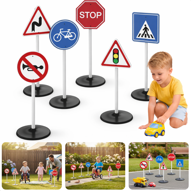 Cheqo® Verkeersborden Speelgoed - Speelgoed Verkeersborden - Verkeersborden Set - Verkeersborden Kind - Verkeersborden Kinderen - Verkeersborden Speelset - Verkeersbord Speelgoed - Stopbord Speelgoed - Verkeersborden 6 Stuks