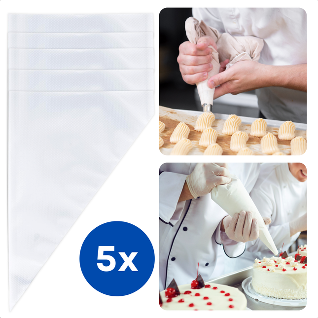 Cheqo® Wegwerp Spuitzakken 40 cm - Spuitzak - Garneerspuit Set - 5 Stuks