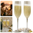 Cheqo® Champagneglazenset - Set Van 2 - 250 Ml Inhoud - Trendy Design - Glaasje Bubbels - Elegant Design - Champagneflûtes - Glazen Voor Champagne - Stijlvolle Glazen - Luxe Uitstraling - Glazen Voor Cava - Champagneglazen