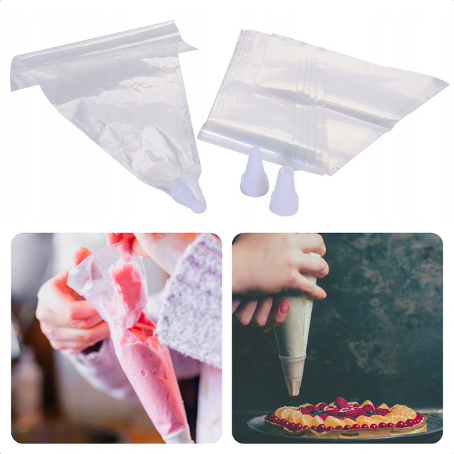 Cheqo® Wegwerp Slagroomspuit Set - Spuitzak 13-Delig - Garneerspuit - Spuitzakken Inclusief Spuitmondjes - Keuken Bakaccessoires