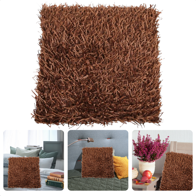 Cheqo® Sierkussen Bruin - Kussentje - Sier Kussen - Acrylvezel Vulling - Rits Sluiting