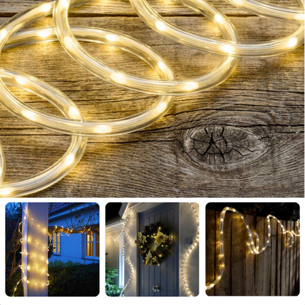 Cheqo® Flexibele LED Lichtslang - 9 Meter - Buitenverlichting - Feestverlichting - Voor Binnen en Buiten - LED Verlichting - 24 LED's - Aansluitsnoer 150 cm - Lange Levensduur - Sfeerverlichting Lichtsnoer