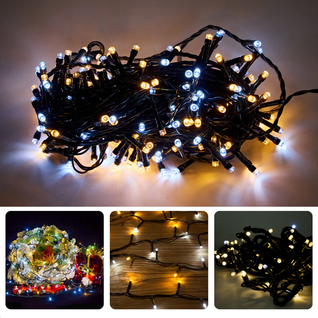 Cheqo® Kerstverlichting - Kerstboomverlichting - Kerstlampjes - Sfeerverlichting - LED Verlichting - Voor Binnen en Buiten - Tuinverlichting - Feestverlichting - Lichtsnoer - Microcluster - 800 LED's - 16M - Wit & Extra Warm Wit - Timer - 8 Lichtfuncties Kerstboomverlichting