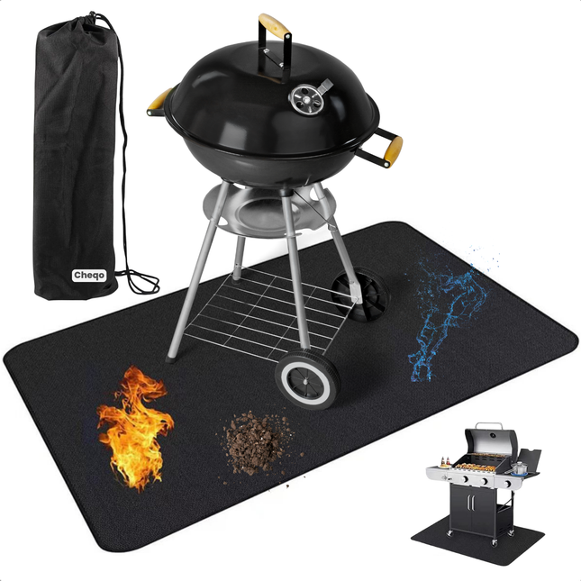 Cheqo® Hittebestendige en Brandveilige Mat voor BBQ - Vloermat - Barbecue Mat - Voor BBQ en Vuurschaal - Siliconen Mat