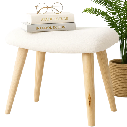 Cheqo® Krukje Wit - Houten Poten - Kruk - Stoeltje - Bijzettafel - Tafeltje - Teddy - Poef