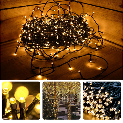 Cheqo® Kerstverlichting - Kerstboomverlichting - Kerstlampjes - Sfeerverlichting - LED Verlichting - Voor Binnen en Buiten - Tuinverlichting - Feestverlichting - Lichtsnoer - Microcluster - 700 LED's - 14M - Warm Wit - Timer - 8 Lichtfuncties Kerstboomverlichting
