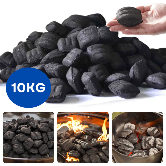Cheqo® Houtskoolbriketten 10 kg - Houtskool Briketten - Briketten voor Barbecue - Lange Brandduur - Ideaal voor Barbecue