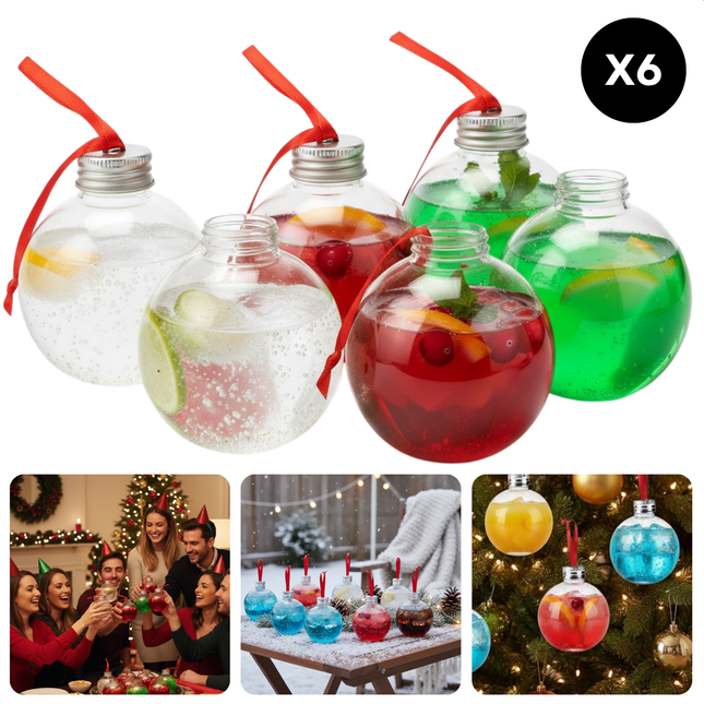 Cheqo® Vulbare Kerstballen - Shotglaasjes Kerst - Drankballen Shotglaasjes - Borrelballen - Kerstversiering - Kerst Decoratie - Party Kerstdecoratie - 100 ml Inhoud - Shotjesballen - Kerstcadeau - Feestelijke Kerstballen