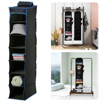 Cheqo® Ruime Hangorganizer - Camping Opbergoplossing voor Caravan - Opvouwbare Kastorganizer - Efficiënt Opbergsysteem - Tentorganizer met Spiegel - Tentschort