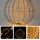 Cheqo® LED Kerstverlichting Lichtbol - Metaal - 240 LED's - 40 cm - Timer - Extra Warm Wit - Aanloopsnoer van 300 cm - Opvouwbaar - Voor Binnen en Buiten - Kerstverlichting - Kerstlampjes - Sfeerverlichting - Kerstbol Verlichte Kerstfiguren