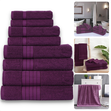 Cheqo® Handdoeken Set - Set van 8 Stuks - Bordeaux - Verschillende Maten - 100% Katoen - 500 gr/m2 - Handdoek - Hotel Kwaliteit - Handdoek Badkamer - Zware Kwaliteit - Luxe Uitvoering - Extra Zacht & Stevig - Handdoekenset - Badhanddoeken Handdoeken