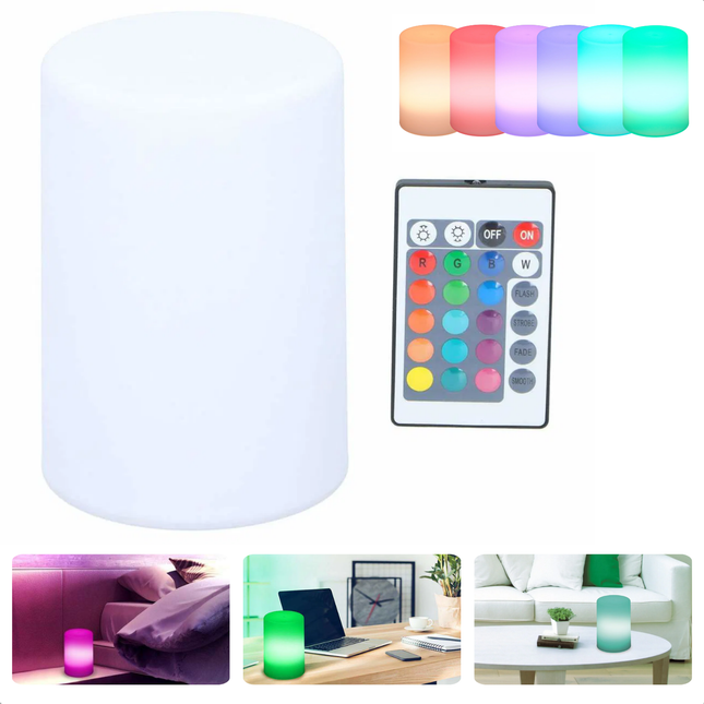 Cheqo® Moodlight Lamp - Mood Light Tafellamp - RGB LED - Tafel Lamp - Tafelmodel 10x15 cm - Kunststof - Inclusief Afstandsbediening