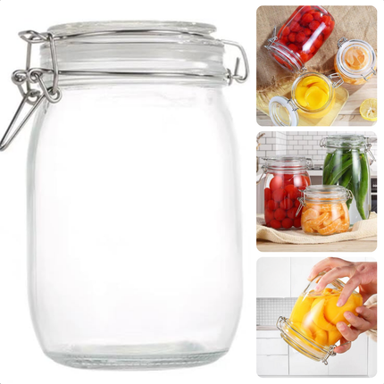 Cheqo® Glazen Weckpot - Inmaakpot - Glazenpot - Voorraadpot 0.75L - Glazen Voorraadpotten - Luchtdichte Bewaarpot - Glas