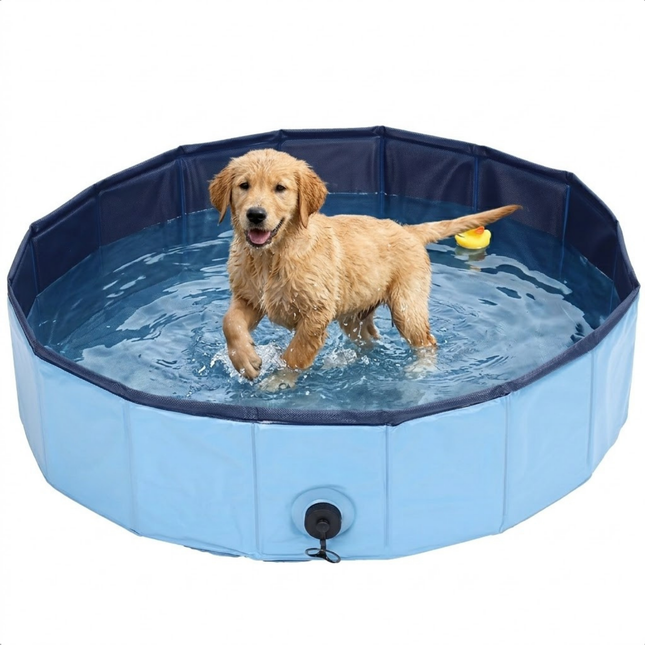 Cheqo® Hondenzwembad - Zwembad Voor Honden - Hondenbad - Hondenzwembad Opvouwbaar - Hondenzwembad Voor Kleine Honden - Zwembadje Voor Honden - Hondenbad Opvouwbaar - Blauw Hondenzwembad