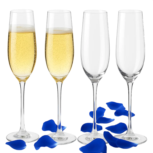 Cheqo® Champagneglazen Set - Champagneglas Set - Glazen Voor Champagne - Set Van 4 - Feestelijke Glazen - Hoogwaardige Kwaliteit - Elegant Design - Glaswerk Voor Feest - Luxe Uitstraling - Transparant Glas - Glazen Voor Bubbels