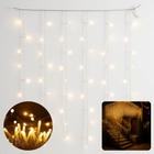 Cheqo® LED Gordijnverlichting - 240 LED Lampjes - 200x150 cm - Kerstverlichting - Binnen En Buiten - Transparant Snoer - IP-44 Adapter - 12 Functies Controller - Geheugenfunctie - 16 Strengen - 150 cm Lang - Wit Licht - 5 Meter Aansluitsnoer