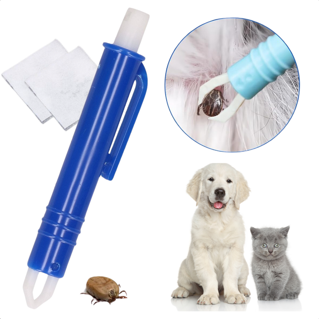 Cheqo® Tekenset - Tekenpincet - Tekenverwijderaar - Tick Twister - Tekentangset Met Alcoholdeppers - Compact Formaat - Voor Honden en Katten - Kunststof