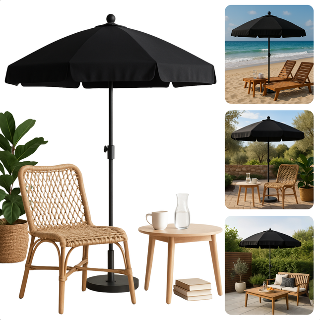 Cheqo® Tuinparasol Antraciet 250 cm - Parasol - Verstelbaar Aluminium Frame - Waterdicht Polyester