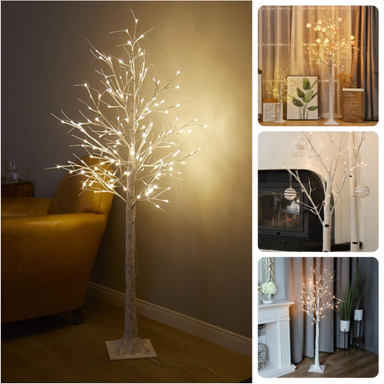 Cheqo® LED Lichtboom - Kerstbloesem - Kerstboom - Kerstversiering - Lichttakken - Kerstverlichting - 1.80m Berkenboom - Binnen/Buiten Verlichting - 600 LED's - Met Timer