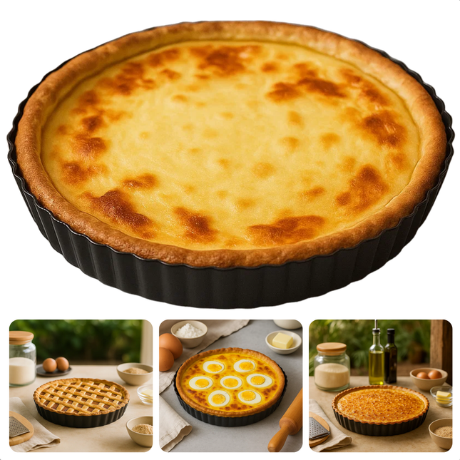 Cheqo® Quichevorm - Losse Bodem Quichevorm - Quichevorm Ovenschaal - Quichevorm Rond - Quichevorm - Bakvorm - Quiche Bakvorm - Quiche Vorm - Quichevorm Bakvorm - Quichevorm Voor Oven