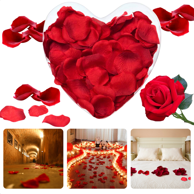 Cheqo® Hartvormige Rozenblaadjes - Roze Rozenblaadjes - Romantisch Geschenk Valentijnsdag - Valentijn Decoratie - Kunststof