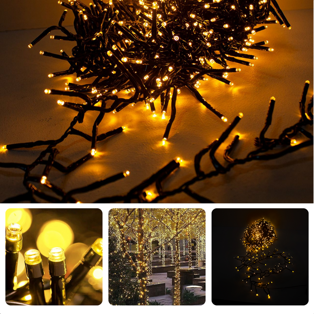 Cheqo® Kerstverlichting - Kerstboomverlichting - Kerstlampjes - 1200 LED - 18M - Voor Binnen en Buiten - Timer - 8 Lichtfuncties - Lang Snoer - Extra Warm Wit - Gekleurde Kerstverlichting - Sfeerverlichting - Feestverlichting Kerstboomverlichting