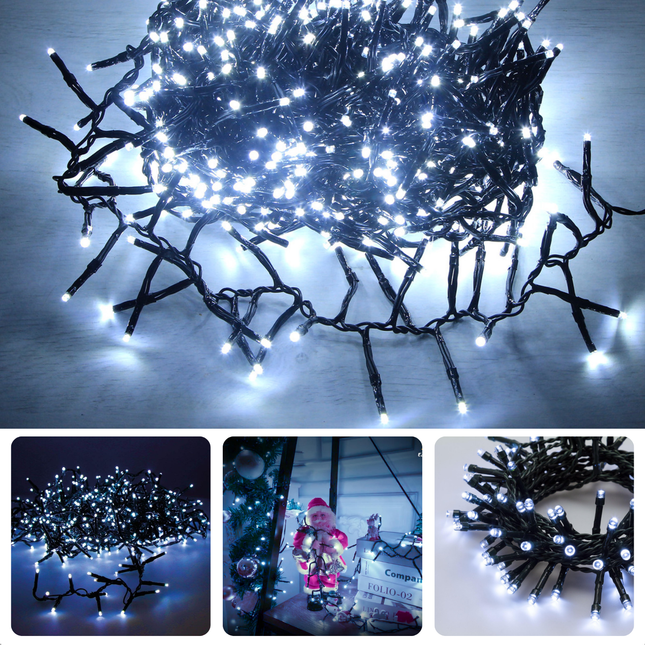 Cheqo® LED Kerstverlichting - Kerstlampjes - Kerstboomverlichting - Cluster - Clusterverlichting - 1500 LED's - 30M - Voor Binnen en Buiten - Timer & Geheugen