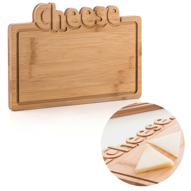 Cheqo® Bamboe Snijplank - Cheese - 25x17cm - Milieuvriendelijk - Duurzaam - Keukenaccessoire - Snijplank van Bamboe  - Hakblok - Borrelplank -  Vleesplank - Sterk en Robuust - Lange Levensduur Snijplanken