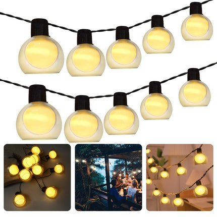 Cheqo® Lampionnenslinger - 10 Lampionnen -  LED Lampen - Met Timer - Batterij Aangedreven - 2.70 Meter Lang - Sfeerverlichting - Kerstverlichting - Tuinverlichting - Lange Levensduur - Lichtsnoer - Feestverlichting Lichtsnoer