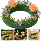 Cheqo® Steekschuim Ring - Kerstkrans Maken - Oase Ring - Nat Steekschuim - Groen Steekschuim - Kerstdecoratie - Bloemen Water Geven - Bloemen Op Hun Plaats - Diameter 25 Cm - Ronde Steekschuim - Kerstkrans Decoratie - Steekschuim Voor Bloemen