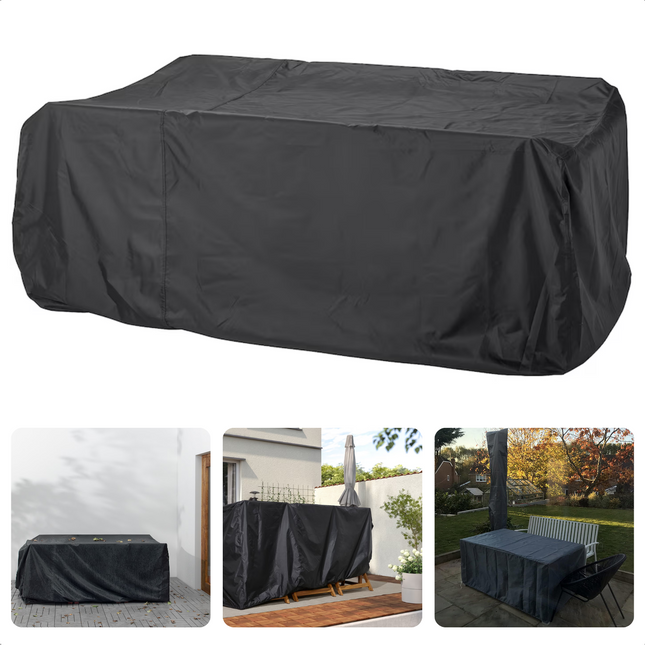 Cheqo® Waterbestendige Afdekhoes voor Tuintafel - Beschermhoes voor Buitenmeubels - UV-bestendig - 165x115x80 cm - Tafelhoes - 210D Polyester - PU Coating - Incl. Opbergzak - Rechthoekig - tuinmeubelhoezen
