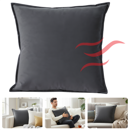 Cheqo® Verwarmd Kussen - Warmtekussen Elektrisch - Draadloos Warmtekussen - Oplaadbaar Kussen Verwarming - Meerdere Warmtestanden - Warmtekussen Voor Bank - Warmtekussen Voor Stoel - Zachte Hoes - Warmte Kussen