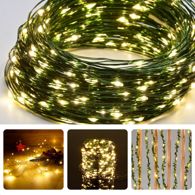 Cheqo® Kerstverlichting - Kerstboomverlichting - Kerstlampjes - 800 LED - 24M - Voor Binnen en Buiten - Timer - Warm Wit - 8 Lichtfuncties - Lang Snoer - Soft Wire Verlichting - Sfeerverlichting - Feestverlichting Kerstboomverlichting