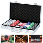 Cheqo® Pokerset - Poker Set in Aluminium Koffer - 300 Chips - Complete Set - Inclusief Kaarten en Dobbelstenen