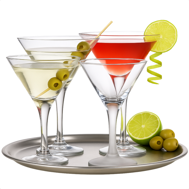 Cheqo® Martini Glazen Set - Martiniglas Set - Martiniglazen - Cocktail Glas Set - 220ml - Voor Cocktails en Martini's - Pornstar Martini Glas - Espresso Martini - 4 Stuks