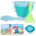 Cheqo® Opvouwbare Emmer Set - Emmer en Schepje - Strand Speelgoed - Strandspeelgoed Kinderen - 3-delig - Compact en Duurzaam