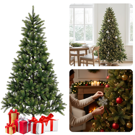 Cheqo® Kunstkerstboom - Nagoya Kerstboom - Levensechte Takjes - PE Materiaal - Natuurlijke Look - Scharnierconstructie - Takken Modelleren - Klassieke Uitstraling - Volle Kerstboom - 922 Takken - Groene Kerstboom