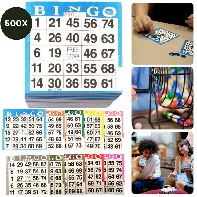Cheqo® Bingokaarten Papier - Bingko Kaarten - Bingo Block - Bingo Bloks 500 Stuks - Bingo Spel 1-75 - Perfect voor Feestjes