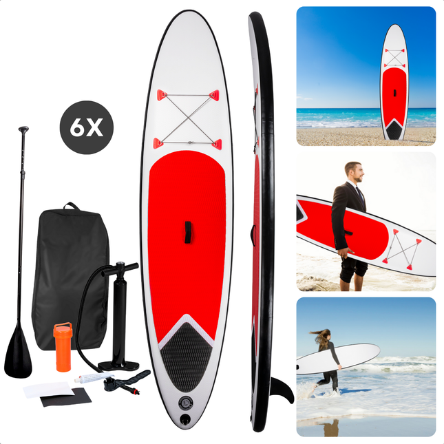 Cheqo® Opblaasbaar SUP Board Set - Beginnersvriendelijk - Inclusief Peddel en Accessoires - Duurzaam Materiaal - Opblaasbaar Paddle Board