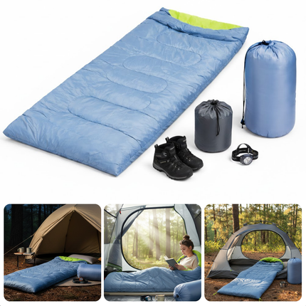 Cheqo® Slaapzak Envelop - Slaapzak Dekenmodel - Zomerslaapzak - Slaapzak Volwassenen - Slaapzak Camping - Slaapzak Kamperen - Slaapzak Festival - Reisslaapzak - Lichtgewicht Slaapzak - Dunne Slaapzak