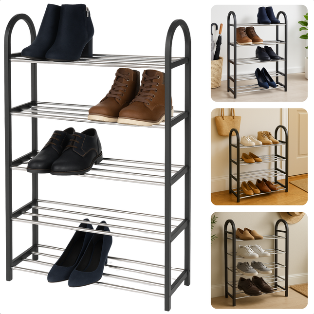 Cheqo® Schoenenrek 5-Laags - Schoenenbank Hal - Schoenen Opbergen - Garderoberek - Schoenen Kast - Metaal
