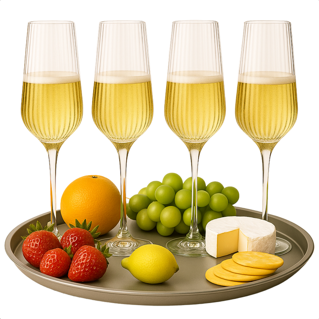 Cheqo® Luxe Champagneglazen Set - Luxe Champagne Glazen Set - Vaatwasserbestendig - Champagne Glas Set - Glazenset