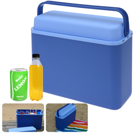 Cheqo® Koelbox - Frigobox - Coolbox - 12 Liter - Smal Model - Ideaal voor Picknick - Compact en Blauw