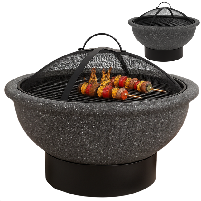 Cheqo® Tafel BBQ - Tafelbarbecue - Camping BBQ - Vuurschaal BBQ - Houtskool Barbecue - Vuurkorf BBQ - Inclusief Vonkenscherm en Pook