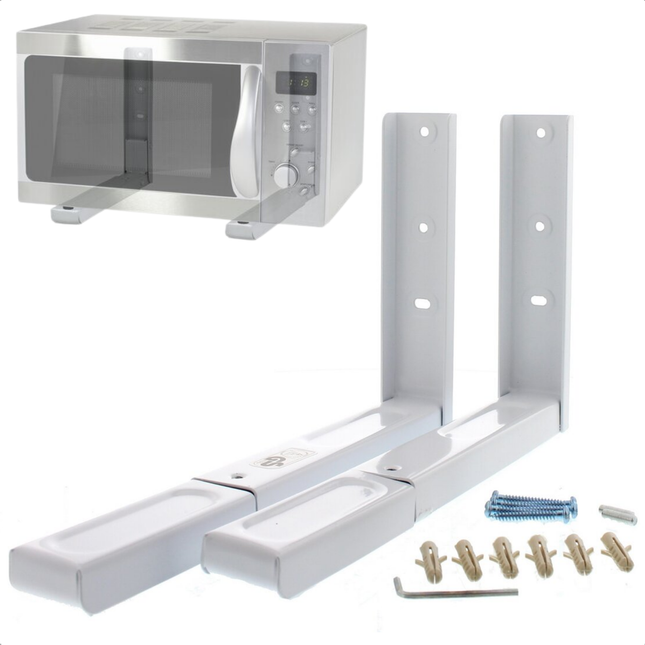 Cheqo® Magnetron Beugel Wit - Magnetron Beugels - Ophang Steunen - Ophangbeugel - Magnetron Ophangen - Verstelbare Wandmontage - Max 40 kg - Ruimtebesparend
