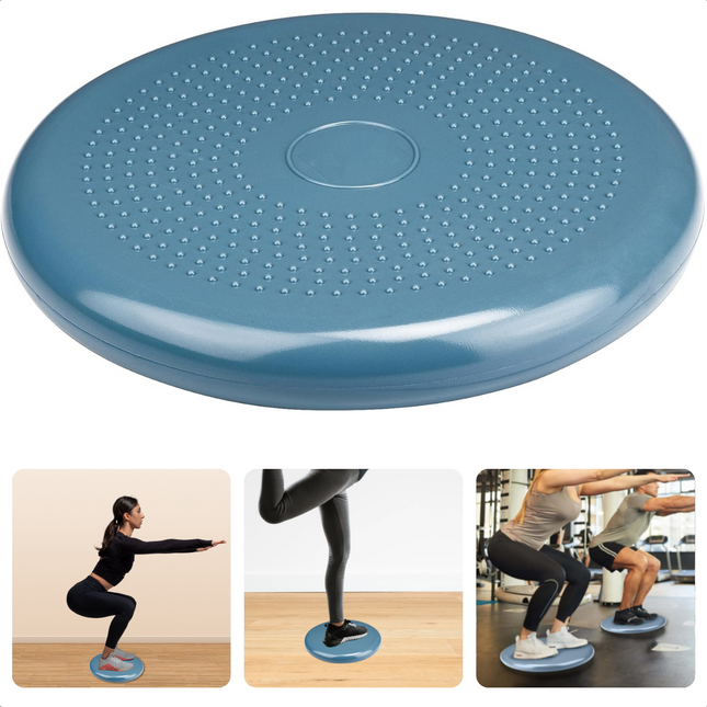 Cheqo® Balanskussen 33 cm - Voor Balansoefeningen - Core Training - Rugpijnverlichting - Anti-Slip - Wiebelkussen - Balansbord - Volwassenen en Kinderen - Balance Pad - Balanstrainer - Ergonomisch Zitkussen - Trainingskussen - Wiebelkussen met Nopjes Wiebelkussens