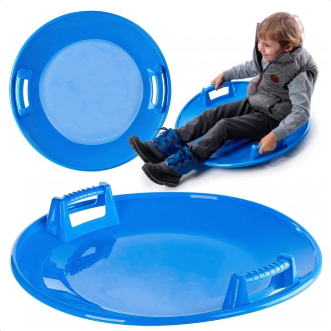 Cheqo® Ronde Slee - Sneeuwslee - Snelle Slee - Slede - Glijschotel - Kinderslee - Blauw met Grepen