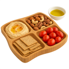 Cheqo® Bamboe Tapas Plank - Borrelplank - Serveerplateau - Tapasplank - Kaasplank - Vier Vakken - Ideaal voor Feestjes - Duurzaam Bamboe