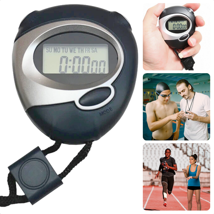 Cheqo® Digitale Stopwatch Sport - Timer - Handklok - Waterdicht - Handige Training - Compact Ontwerp - Inclusief Koord