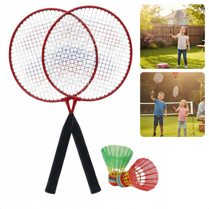 Cheqo® Mini Badmintonset - Badmintonset Kinderen - Badmintonset Vanaf 3 Jaar - Badmintonset 2 Spelers - Badmintonset met Shuttles - Badmintonset met Rackets - Badminton Set met Hoes